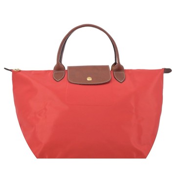 [平輸版]LONGCHAMP LE PLIAGE系列短把再生尼龍摺疊水餃包(中/番茄紅)真品平輸