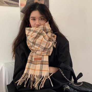 時尚2024流行ins格子圍巾 女秋冬季新款披肩兩用韓版學生保暖圍脖
