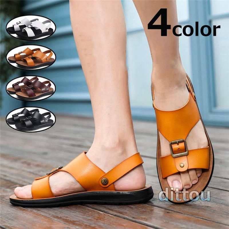 スリッパ サンダル メンズ ビーチサンダル ビーサン 2wayサンダル 革靴 皮サンダル ぺたんこ 履きやすい 軽量 滑り止め カジュアル コンフォート 海 リゾート 通販 Lineポイント最大0 5 Get Lineショッピング