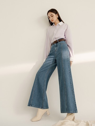 長纖腿．率性牛仔A字寬褲(一般/加長)