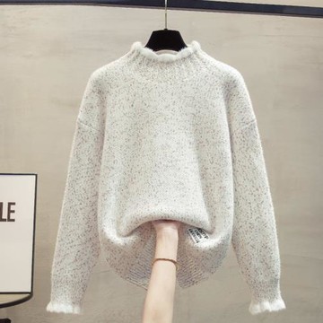半高領水貂絨毛衣女打底衫2025秋冬新款寬松針織衫內搭加厚上衣潮