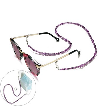 seoul show首爾秀 透紫多邊燈籠串珠兩用口罩掛繩鏈墨鏡平光眼鏡鍊老花近視防丟鍊