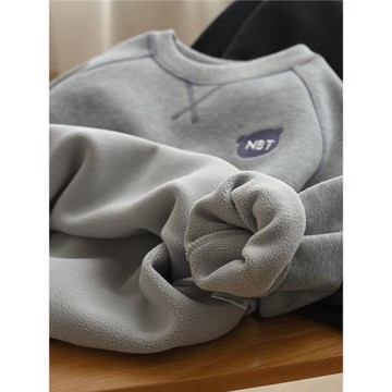 兒童加絨圓領衛衣 男女童保暖長袖套頭衫 上衣 180中大童 秋冬款