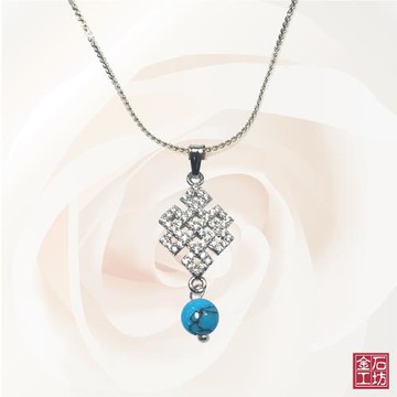 【金石工坊】氣質典雅土耳其石閃鑽項鍊