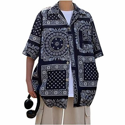 ゴスファング 開襟シャツ 柄シャツ 半袖 ペイズリー柄 大きいサイズ ゆったり ビッグシルエット オープンシャツ メンズ ブラ 通販 Lineポイント最大get Lineショッピング