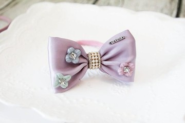 Sweet House 浪漫紫小花蝴蝶結髮束 限量 手工