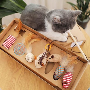 逗貓棒貓玩具套裝羽毛老鼠鈴鐺玩具磨牙耐咬套裝用品自嗨貓咪玩具