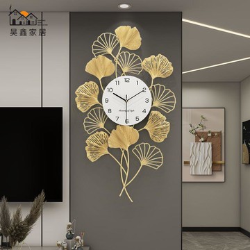 免運 附發票 掛鐘 鐘錶 客廳掛鐘 銀杏進宅遍地發-現代簡約新中式裝飾鐘錶免打孔客廳餐廳時鐘掛鐘工廠現貨直銷 售後保障 店長新品推薦 全館八折 5h1101