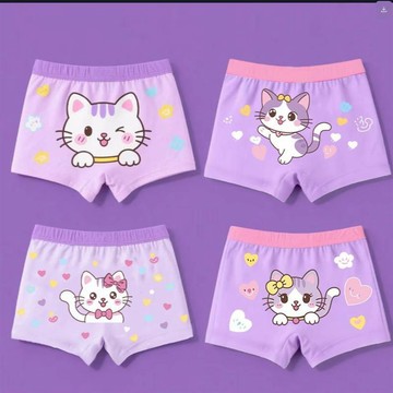 台灣出貨 兒童內褲女童純棉卡通平角短褲中大童小女孩寶寶女孩全棉抗菌四角 女童內衣褲 兒童內衣褲 少女內衣