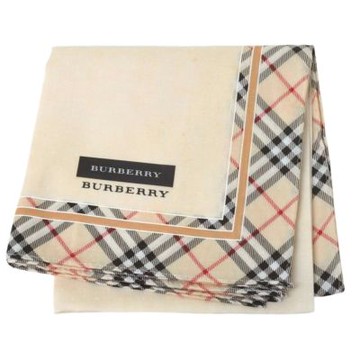 BURBERRY 經典浮水印點點斜格紋滾邊字母LOGO帕領巾(淺卡其色/51CM)
