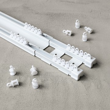 Window Dress 低噪音電著塗層雙層窗簾軌道  265~480cm  白色