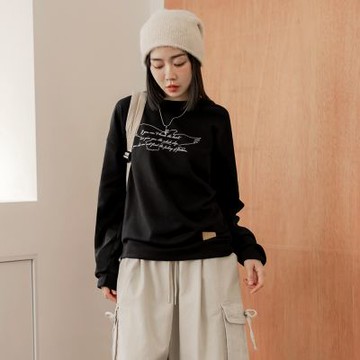 OB嚴選中大尺碼-抗UV圓領配色印花長袖上衣《KL1488》