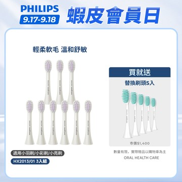 【飛利浦 PHILIPS】Sonicare輕柔系列專用 輕柔舒敏刷頭3入組(白) HX2013/01｜官方直營