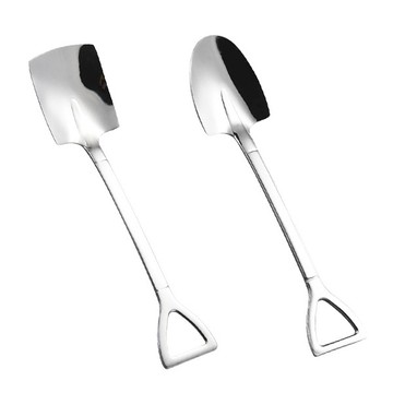 1045 鐵鍬水果匙 鏟子造型湯匙 304不鏽鋼餐具湯勺 銀色湯匙環保餐具