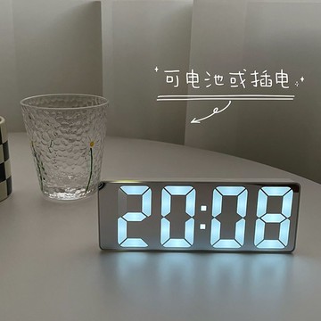 鬧鐘靜音智能鏡面數字小鬧鐘風桌面時鐘鐘表學生電子鐘宿舍【Snowbelle優選】