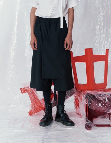 短寬褲/INF 24SS  解構排釦擋片日式短寬褲