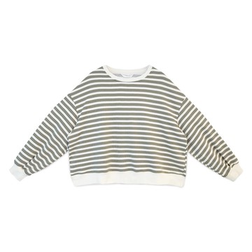 條紋滾邊針織上衣 綠F
