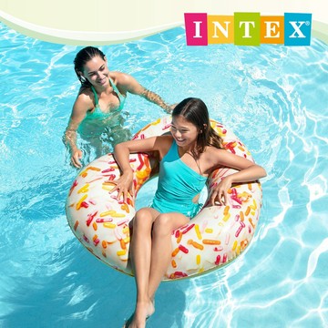 【INTEX】心型糖果DONUT HRART TUBE游泳圈/泳圈/浮排/兒童泳圈 104cm 適用9歲+(56253)