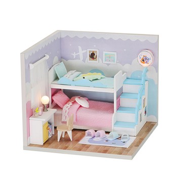 阿迪科 極簡可愛微型 DIY 套件  雙層床房 多色  1個