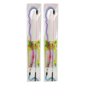 AmyCarol 逗貓棒 彈力網系列  鮮豔配色  附鈴鐺  易勾起貓咪狩獵本性  藍  2支