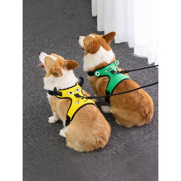 狗狗胸背帶牽引繩狗胸背帶可愛背心式外出柯基遛狗小型防爆項圈