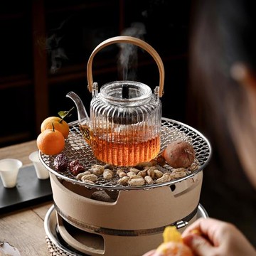 圍爐煮茶室內碳火爐玻璃烤茶器商用港式打邊爐砂鍋泥爐火鍋燒烤爐