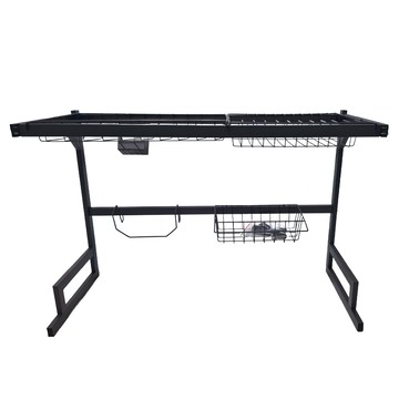 鐵藝伸縮瀝水架 全配75cm  黑色  1層  1個