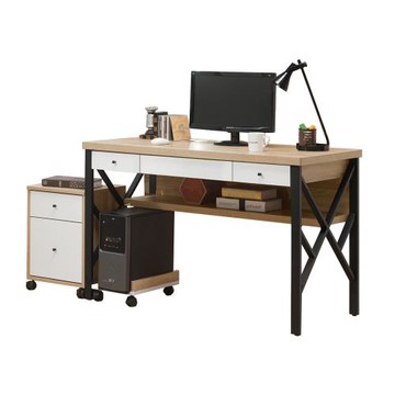 【唯熙傢俱】艾莉兒橡木雙色4尺書桌組