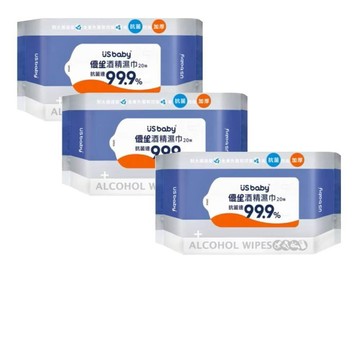 US BABY 酒精濕巾超厚型20抽 - 3包組