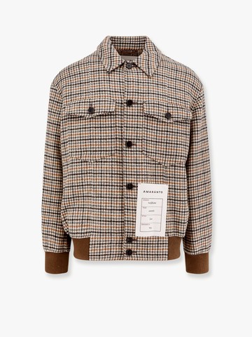 Wool blend jacket with pied de poule motif - AMARANTO - gender_Man