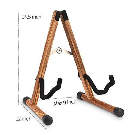 SNIGJAT Acoustic Guitar Stand, Wooden Guitar Stand with Tiger Grain, Floor Electric Guitar Stand with Foam, A-Frame Folding Guitar Stand for Bass, Cel