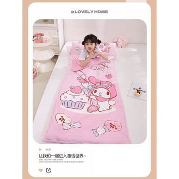 A類美樂蒂豆豆牛奶絨兒童睡袋冬季寶寶幼兒園午休防踢被子中大童