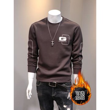 加絨加厚長袖衛衣男圓領2026春秋新款秋款男裝潮流寬松男士衣服潮