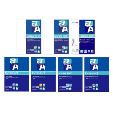 Double A 活頁紙內頁 A4(80張)-標準格線/空白軋線/空白/大格/兩段式/點點/方格