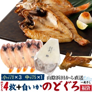 のどぐろ福袋 のどぐろ4枚 ＋ 白いか1枚 干物セット 焼き魚 焼魚 魚 さかな ひもの 一夜干し さかな ひもの 贈り物 贈答用 お返し 内祝い