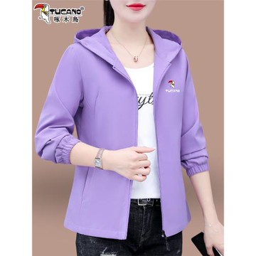 啄木鳥初秋短款外套2025新款春秋中年媽媽薄款休閑百搭連帽外上衣