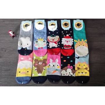 秋冬保暖女襪卡通動物地板女襪圣誕老人羊毛可愛襪子