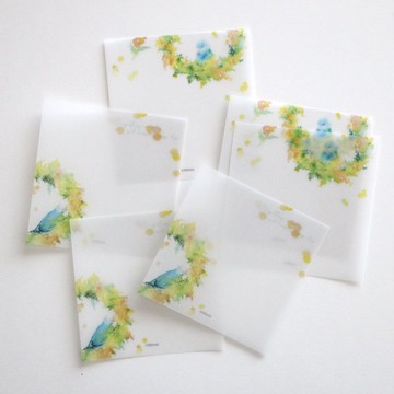 含羞草與鸚鵡 描圖紙訊息卡