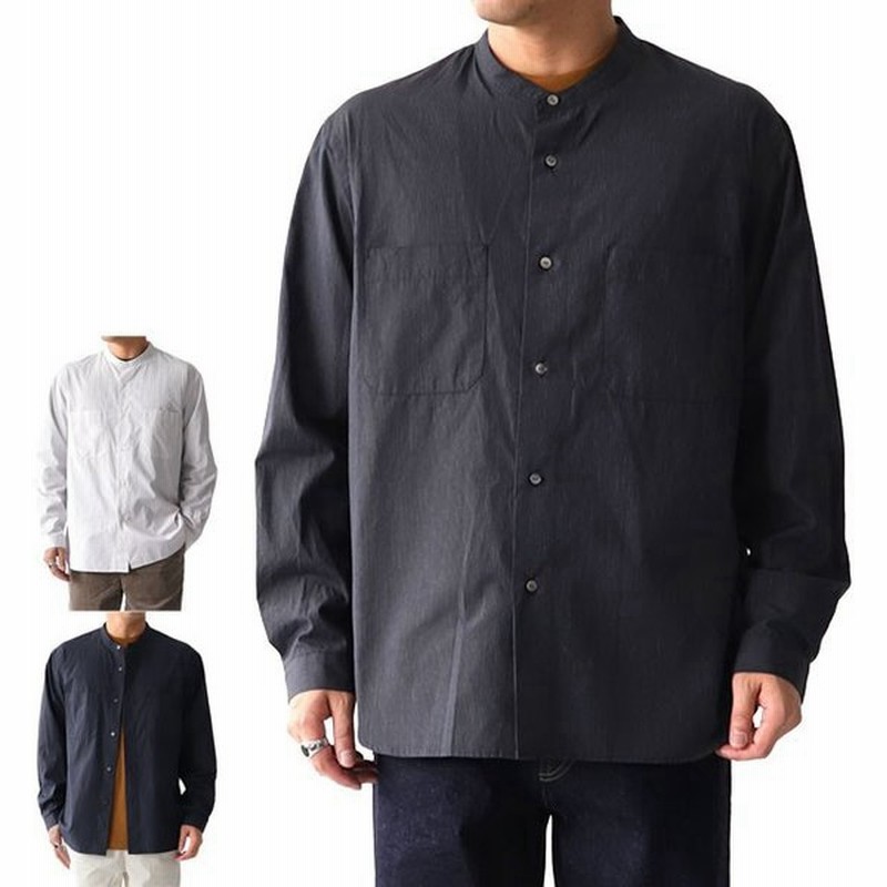 Time Sale Still By Hand スティルバイハンド ストライプ バンドカラーシャツ Sh0593 ノーカラー 長袖シャツ メンズ 通販 Lineポイント最大0 5 Get Lineショッピング