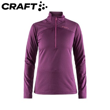 【CRAFT 瑞典 女 長袖拉鏈中層衣《紫》】1905361/保暖打底衣/彈性排汗衣/運動上衣