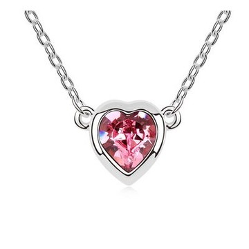 現貨+預購 925純銀項鍊水晶吊墜-韓版潮流心悅設計七夕情人節禮物女飾品7色73bb125【獨家進口】【米蘭精品】