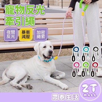 螢光牽引繩 牽引繩 夜間反光 狗牽繩 加粗寵物牽引繩 防暴衝寵物牽繩 牽引繩 狗狗牽繩 遛狗繩 遛狗神器 ZT官方旗艦店