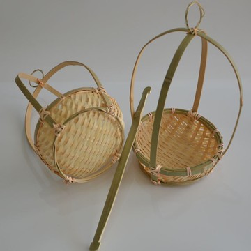 特色手工藝 水果籃 迷你小竹籃 食品點心籃 竹扁擔挑籃 酒店餐飲