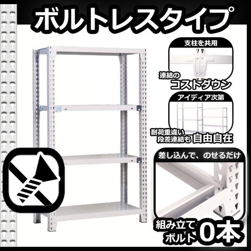 スチールラック 幅150×奥行30×高さ150cm 4段 耐荷重200kg/段 中量棚