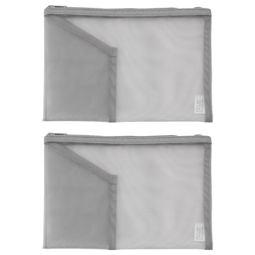 MUJI 無印良品尼龍網眼收納袋/附內袋 B6  灰色  2個