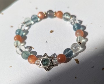 阿魯沙×綠螢石×拉長石 天然水晶設計手鍊【7-8mm】