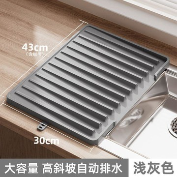 🔥臺灣出貨🔥廚房水槽硅膠瀝水墊瀝水架斜坡導流餐具檯面碗盤排水置物架墊防燙