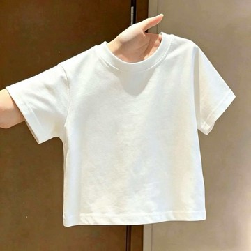 熱銷TOP1🔥純棉純色短袖新款兒童小童半袖體恤上衣女童白色夏季純白UZR9