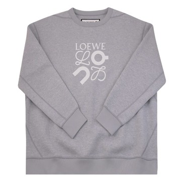 LOEWE LOEWE x On 聯名系列圓領寬鬆落肩大學T/衛衣.灰