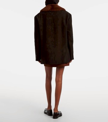 Prada Shearling-trimmed suede jacket